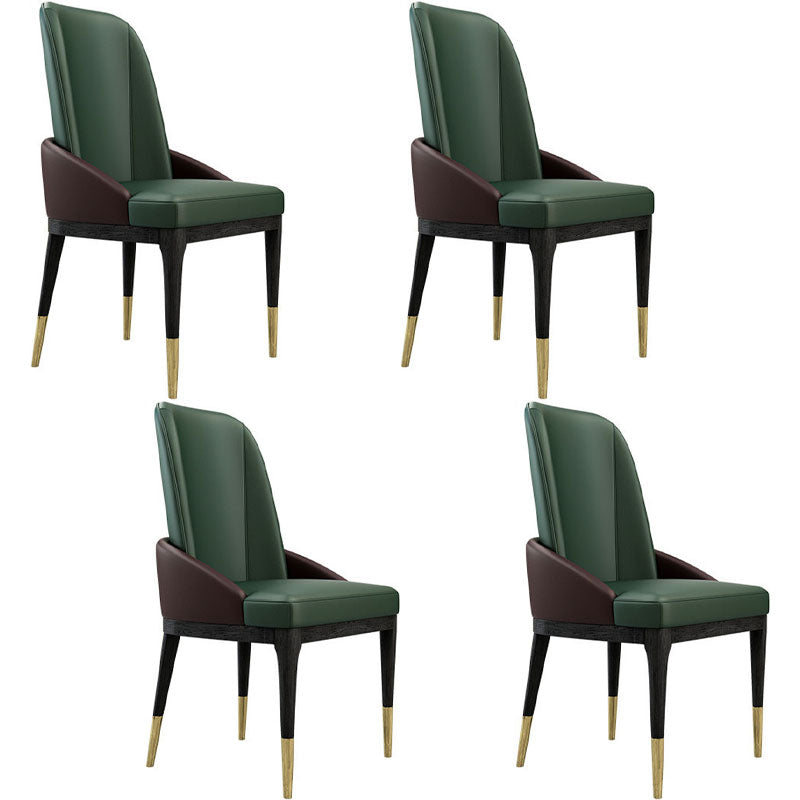 Nordic Dining Room Dining Chairs Armless Faux Leather Kitchen Chairs Green 4 Piece Set Clearhalo 'Dining Chairs' 'Dining Tables & Seating' 'dining_chair' 'furn' 'furn_dining_chair' 'Furniture' 'furniture_dining_chair' 'Kitchen & Dining Furniture' 5005113