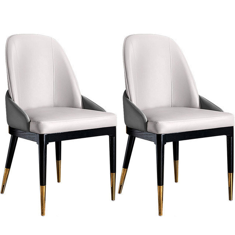 Nordic Dining Room Dining Chairs Armless Faux Leather Kitchen Chairs Dark Gray 2 Piece Set Clearhalo 'Dining Chairs' 'Dining Tables & Seating' 'dining_chair' 'furn' 'furn_dining_chair' 'Furniture' 'furniture_dining_chair' 'Kitchen & Dining Furniture' 5005115