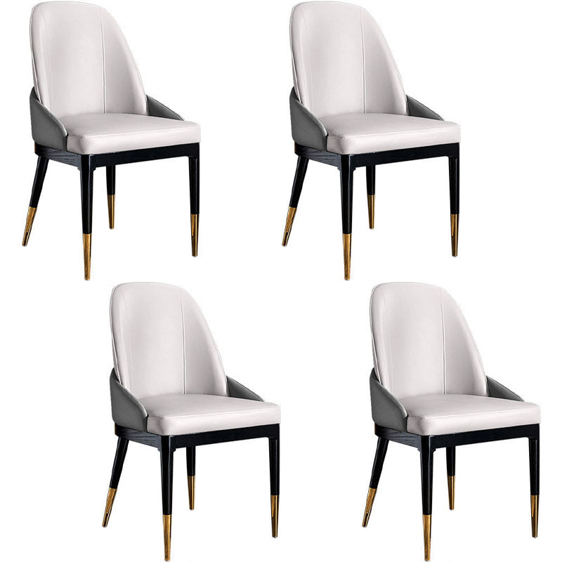 Nordic Dining Room Dining Chairs Armless Faux Leather Kitchen Chairs Dark Gray 4 Piece Set Clearhalo 'Dining Chairs' 'Dining Tables & Seating' 'dining_chair' 'furn' 'furn_dining_chair' 'Furniture' 'furniture_dining_chair' 'Kitchen & Dining Furniture' 5005116