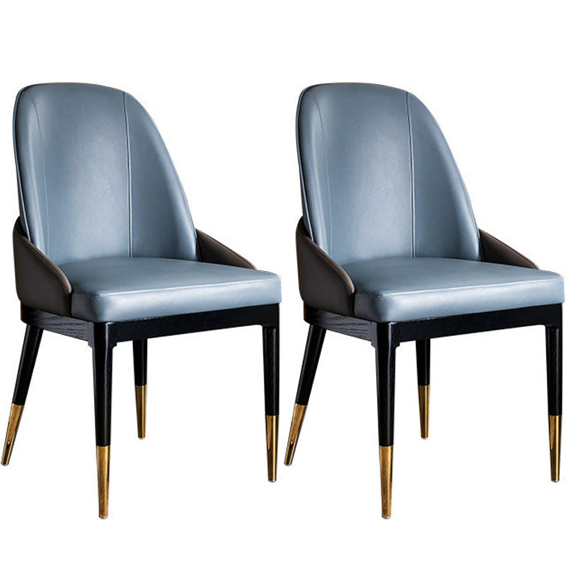 Nordic Dining Room Dining Chairs Armless Faux Leather Kitchen Chairs Blue 2 Piece Set Clearhalo 'Dining Chairs' 'Dining Tables & Seating' 'dining_chair' 'furn' 'furn_dining_chair' 'Furniture' 'furniture_dining_chair' 'Kitchen & Dining Furniture' 5005118