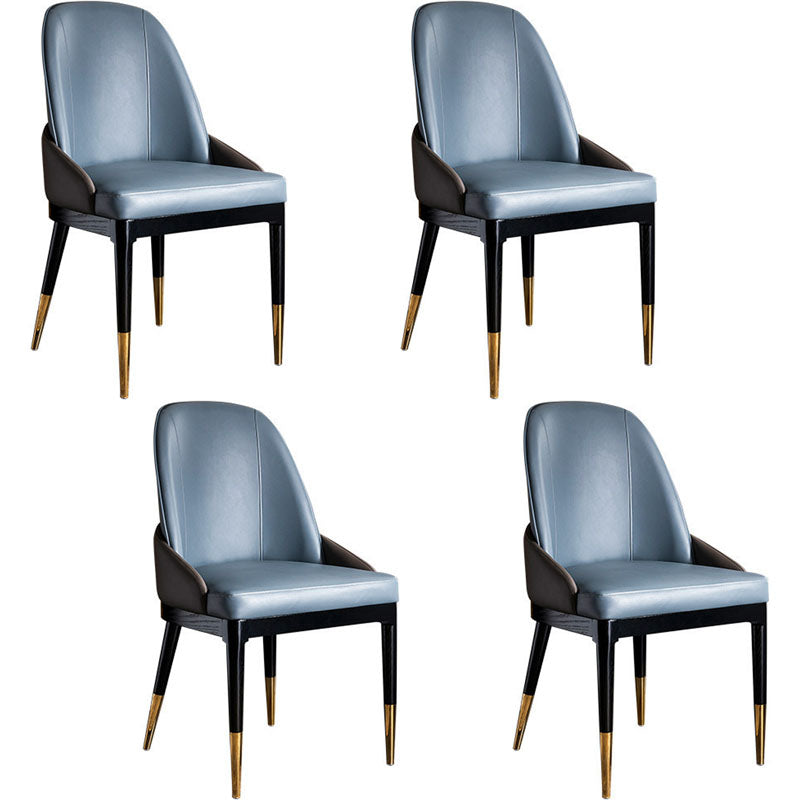 Nordic Dining Room Dining Chairs Armless Faux Leather Kitchen Chairs Blue 4 Piece Set Clearhalo 'Dining Chairs' 'Dining Tables & Seating' 'dining_chair' 'furn' 'furn_dining_chair' 'Furniture' 'furniture_dining_chair' 'Kitchen & Dining Furniture' 5005120