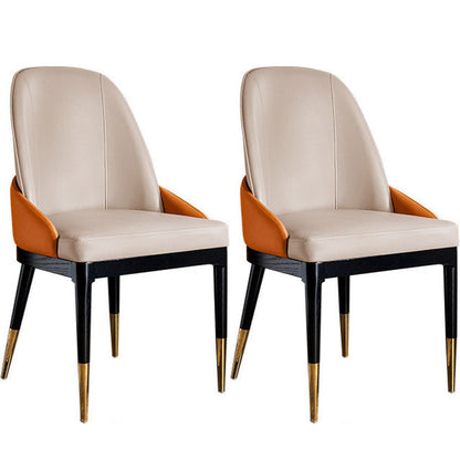 Nordic Dining Room Dining Chairs Armless Faux Leather Kitchen Chairs White-Saffron 2 Piece Set Clearhalo 'Dining Chairs' 'Dining Tables & Seating' 'dining_chair' 'furn' 'furn_dining_chair' 'Furniture' 'furniture_dining_chair' 'Kitchen & Dining Furniture' 5005122