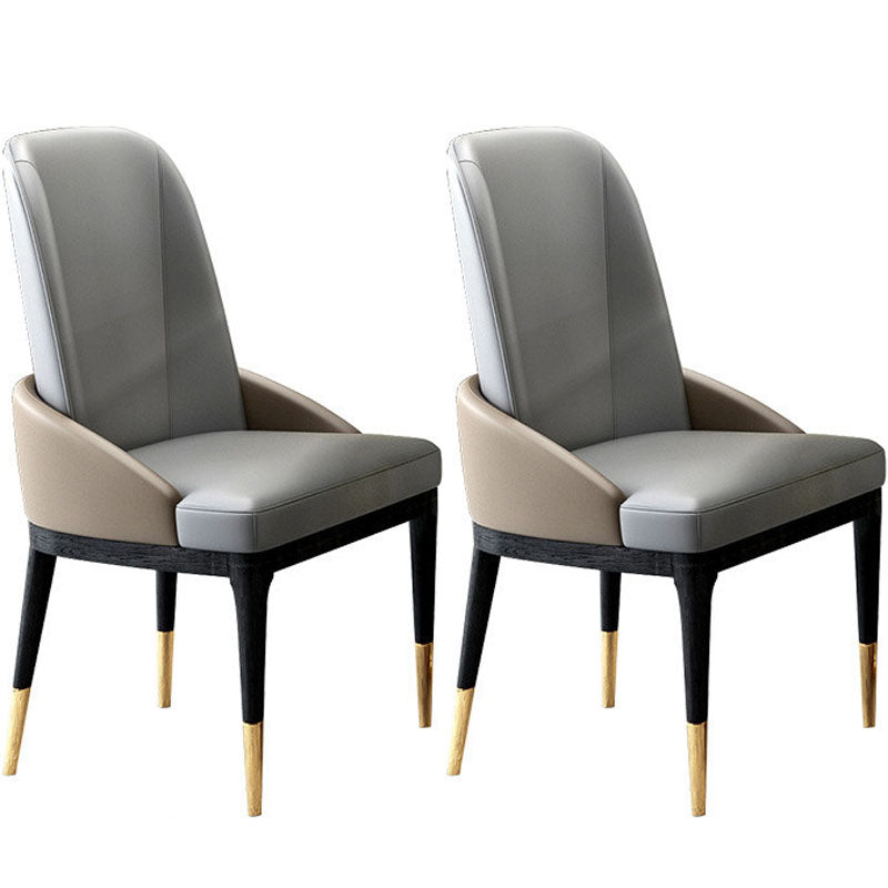 Nordic Dining Room Dining Chairs Armless Faux Leather Kitchen Chairs Grey 2 Piece Set Clearhalo 'Dining Chairs' 'Dining Tables & Seating' 'dining_chair' 'furn' 'furn_dining_chair' 'Furniture' 'furniture_dining_chair' 'Kitchen & Dining Furniture' 5005126
