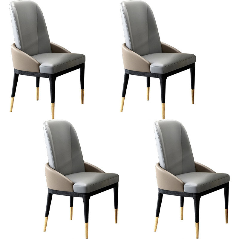 Nordic Dining Room Dining Chairs Armless Faux Leather Kitchen Chairs Grey 4 Piece Set Clearhalo 'Dining Chairs' 'Dining Tables & Seating' 'dining_chair' 'furn' 'furn_dining_chair' 'Furniture' 'furniture_dining_chair' 'Kitchen & Dining Furniture' 5005128