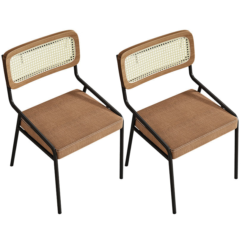 Glam Style Dining Chair Upholstered Cane Back Chair for Dining Room Brown-Black 2 Piece Set Clearhalo 'Dining Chairs' 'Dining Tables & Seating' 'dining_chair' 'furn' 'furn_dining_chair' 'Furniture' 'furniture_dining_chair' 'Kitchen & Dining Furniture' 5005157