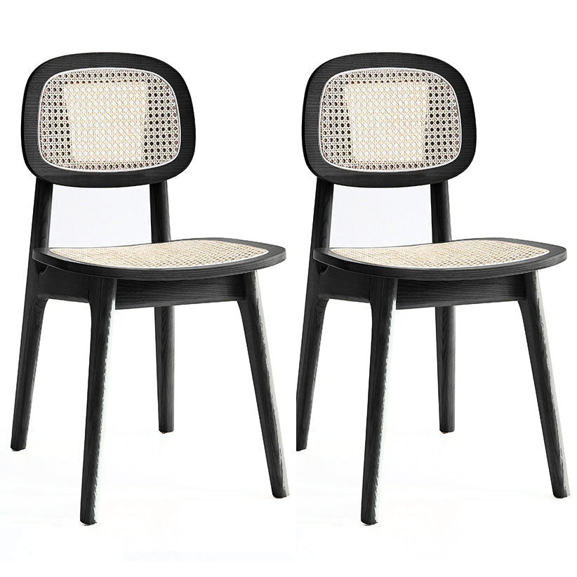 Armless Dining Chairs Modern Rubber Wood Side Chairs for Kitchen Black 2 Piece Set Clearhalo 'Dining Chairs' 'Dining Tables & Seating' 'dining_chair' 'furn' 'furn_dining_chair' 'Furniture' 'furniture_dining_chair' 'Kitchen & Dining Furniture' 5005169