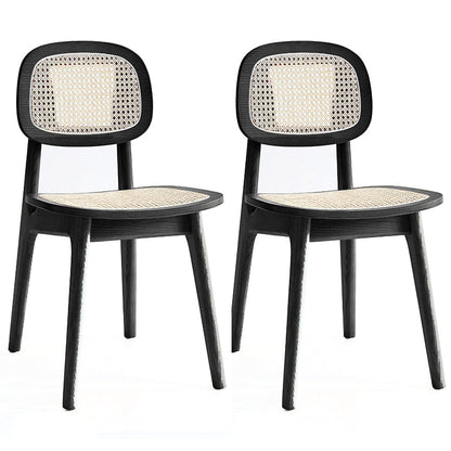 Armless Dining Chairs Modern Rubber Wood Side Chairs for Kitchen Black 2 Piece Set Clearhalo 'Dining Chairs' 'Dining Tables & Seating' 'dining_chair' 'furn' 'furn_dining_chair' 'Furniture' 'furniture_dining_chair' 'Kitchen & Dining Furniture' 5005169