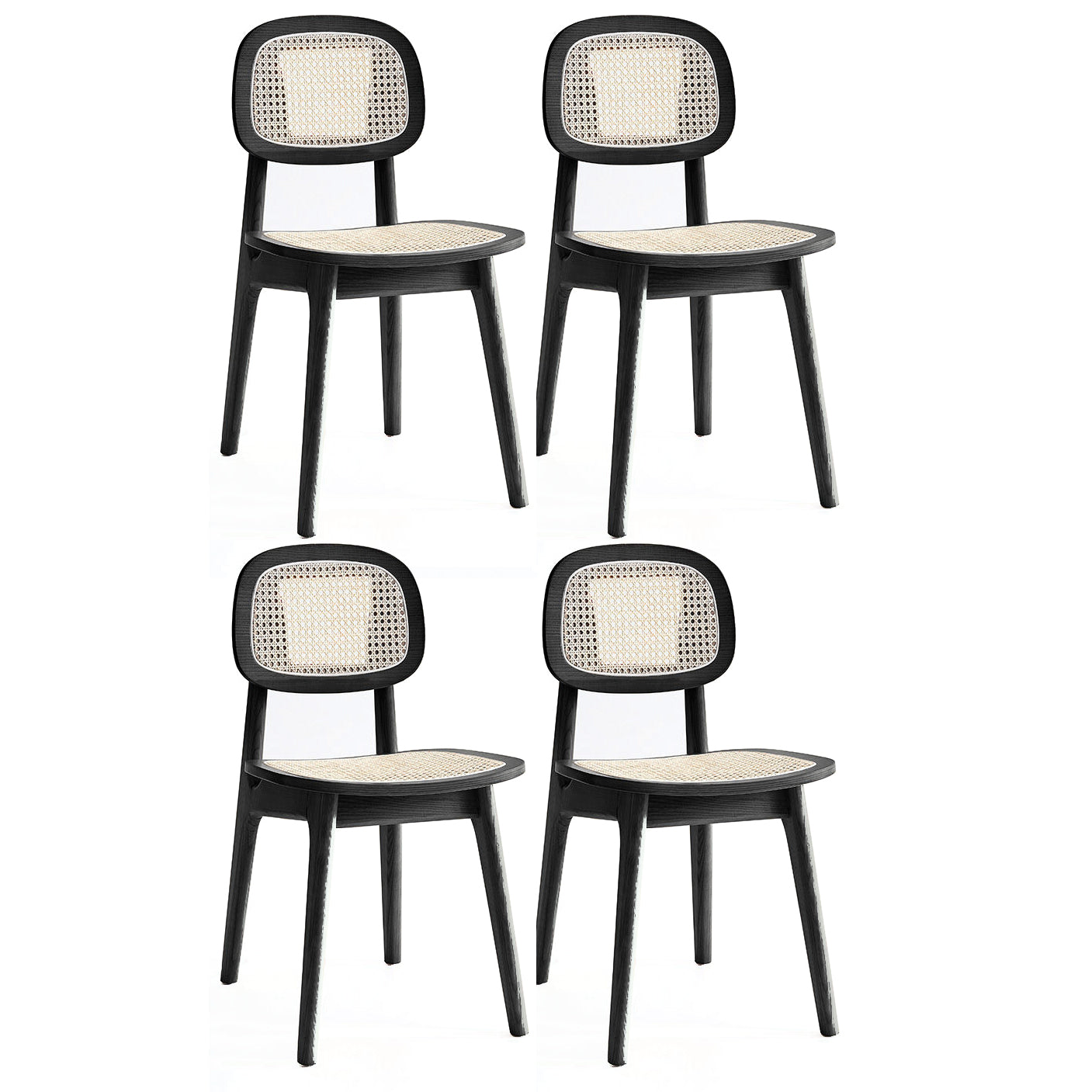 Armless Dining Chairs Modern Rubber Wood Side Chairs for Kitchen Black 4 Piece Set Clearhalo 'Dining Chairs' 'Dining Tables & Seating' 'dining_chair' 'furn' 'furn_dining_chair' 'Furniture' 'furniture_dining_chair' 'Kitchen & Dining Furniture' 5005171