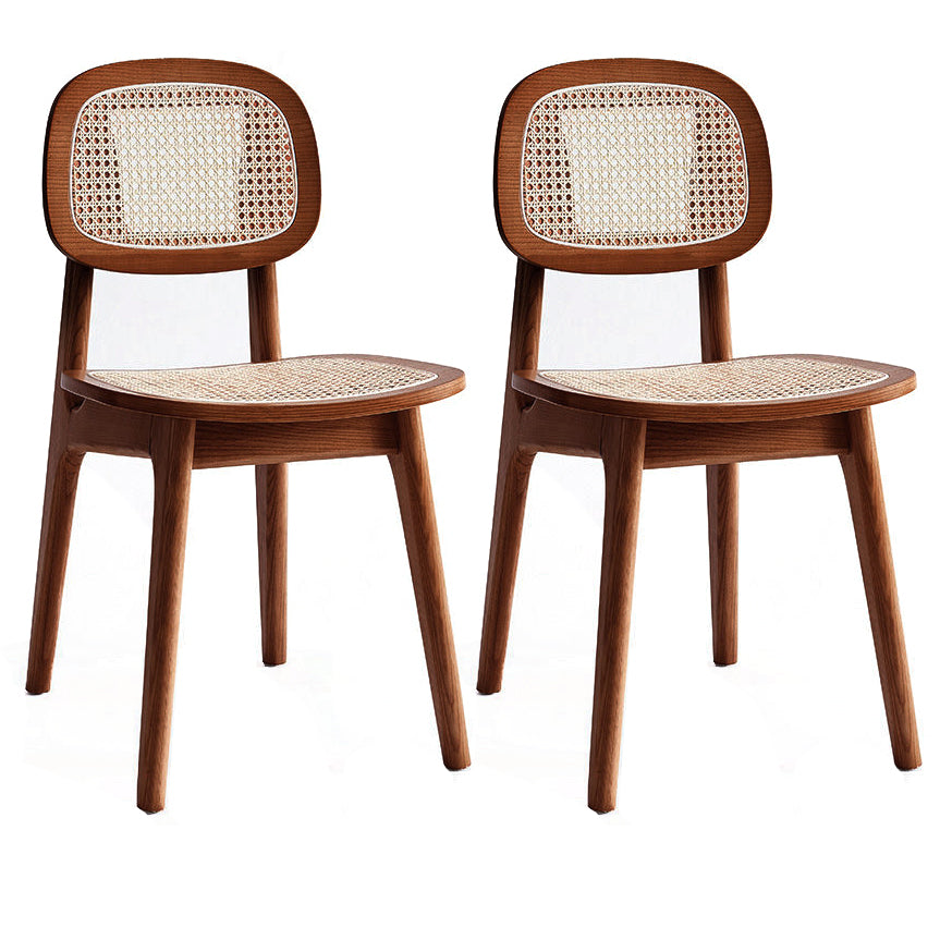 Armless Dining Chairs Modern Rubber Wood Side Chairs for Kitchen Walnut 2 Piece Set Clearhalo 'Dining Chairs' 'Dining Tables & Seating' 'dining_chair' 'furn' 'furn_dining_chair' 'Furniture' 'furniture_dining_chair' 'Kitchen & Dining Furniture' 5005174