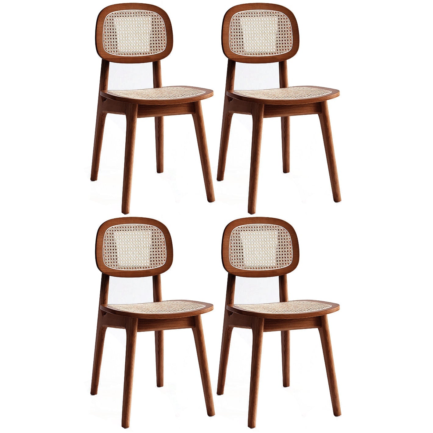 Armless Dining Chairs Modern Rubber Wood Side Chairs for Kitchen Walnut 4 Piece Set Clearhalo 'Dining Chairs' 'Dining Tables & Seating' 'dining_chair' 'furn' 'furn_dining_chair' 'Furniture' 'furniture_dining_chair' 'Kitchen & Dining Furniture' 5005176