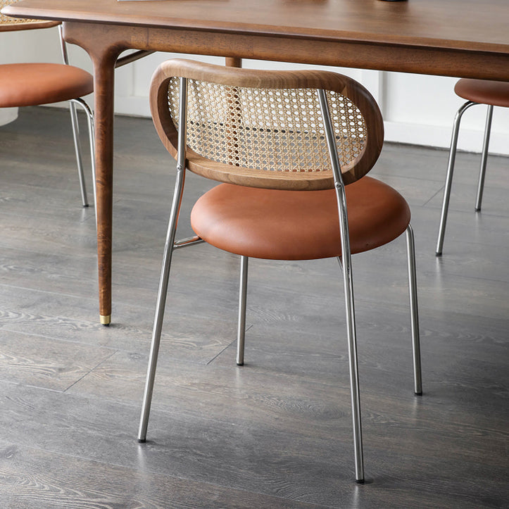 Faux Leather Side Chair Contemporary Cane Back Dining Chair for Indoor Clearhalo 'Dining Chairs' 'Dining Tables & Seating' 'dining_chair' 'furn' 'furn_dining_chair' 'Furniture' 'furniture_dining_chair' 'Kitchen & Dining Furniture' 5005214