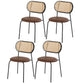Faux Leather Side Chair Contemporary Cane Back Dining Chair for Indoor Brown-Black 4 Piece Set Clearhalo 'Dining Chairs' 'Dining Tables & Seating' 'dining_chair' 'furn' 'furn_dining_chair' 'Furniture' 'furniture_dining_chair' 'Kitchen & Dining Furniture' 5005221
