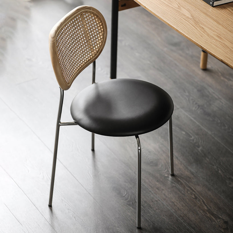 Faux Leather Side Chair Contemporary Cane Back Dining Chair for Indoor Clearhalo 'Dining Chairs' 'Dining Tables & Seating' 'dining_chair' 'furn' 'furn_dining_chair' 'Furniture' 'furniture_dining_chair' 'Kitchen & Dining Furniture' 5005226