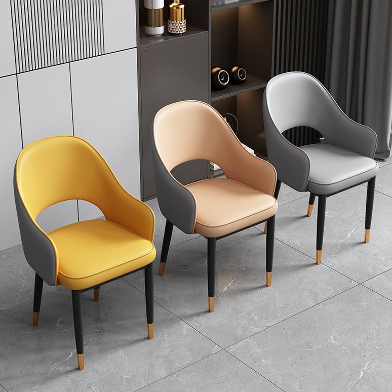 Glam Style Arm Chair Leather Open Back Dining Chair (Set of 2) Clearhalo 'Dining Chairs' 'Dining Tables & Seating' 'dining_chair' 'furn' 'furn_dining_chair' 'Furniture' 'furniture_dining_chair' 'Kitchen & Dining Furniture' 5005231