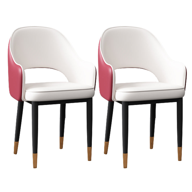 Glam Style Arm Chair Leather Open Back Dining Chair (Set of 2) White-Red 2 Piece Set Black Gold Clearhalo 'Dining Chairs' 'Dining Tables & Seating' 'dining_chair' 'furn' 'furn_dining_chair' 'Furniture' 'furniture_dining_chair' 'Kitchen & Dining Furniture' 5005232
