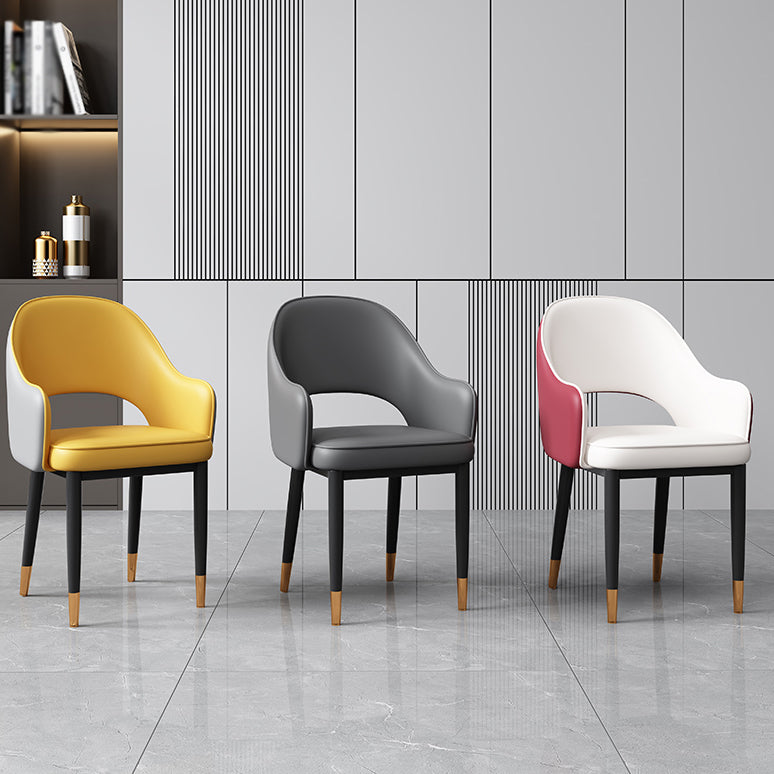 Glam Style Arm Chair Leather Open Back Dining Chair (Set of 2) Clearhalo 'Dining Chairs' 'Dining Tables & Seating' 'dining_chair' 'furn' 'furn_dining_chair' 'Furniture' 'furniture_dining_chair' 'Kitchen & Dining Furniture' 5005234