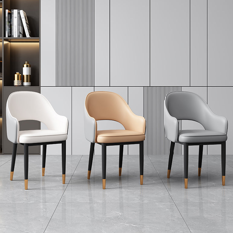 Glam Style Arm Chair Leather Open Back Dining Chair (Set of 2) Clearhalo 'Dining Chairs' 'Dining Tables & Seating' 'dining_chair' 'furn' 'furn_dining_chair' 'Furniture' 'furniture_dining_chair' 'Kitchen & Dining Furniture' 5005235