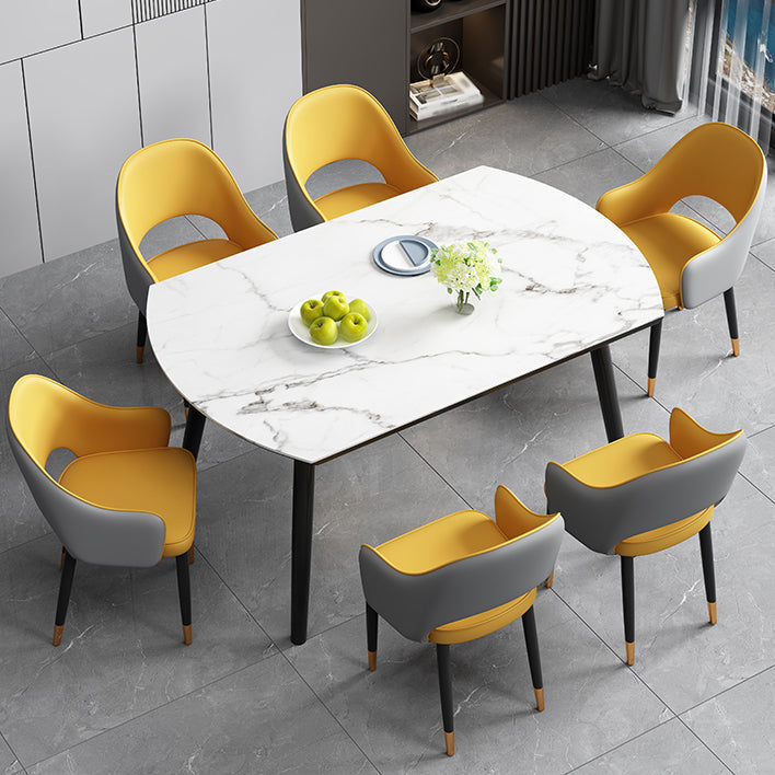 Glam Style Arm Chair Leather Open Back Dining Chair (Set of 2) Clearhalo 'Dining Chairs' 'Dining Tables & Seating' 'dining_chair' 'furn' 'furn_dining_chair' 'Furniture' 'furniture_dining_chair' 'Kitchen & Dining Furniture' 5005246