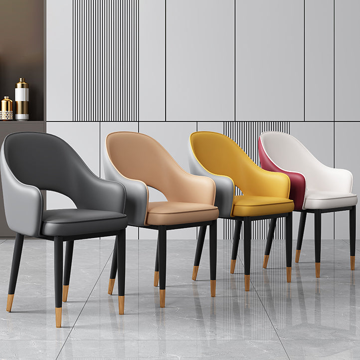 Glam Style Arm Chair Leather Open Back Dining Chair (Set of 2) Clearhalo 'Dining Chairs' 'Dining Tables & Seating' 'dining_chair' 'furn' 'furn_dining_chair' 'Furniture' 'furniture_dining_chair' 'Kitchen & Dining Furniture' 5005250