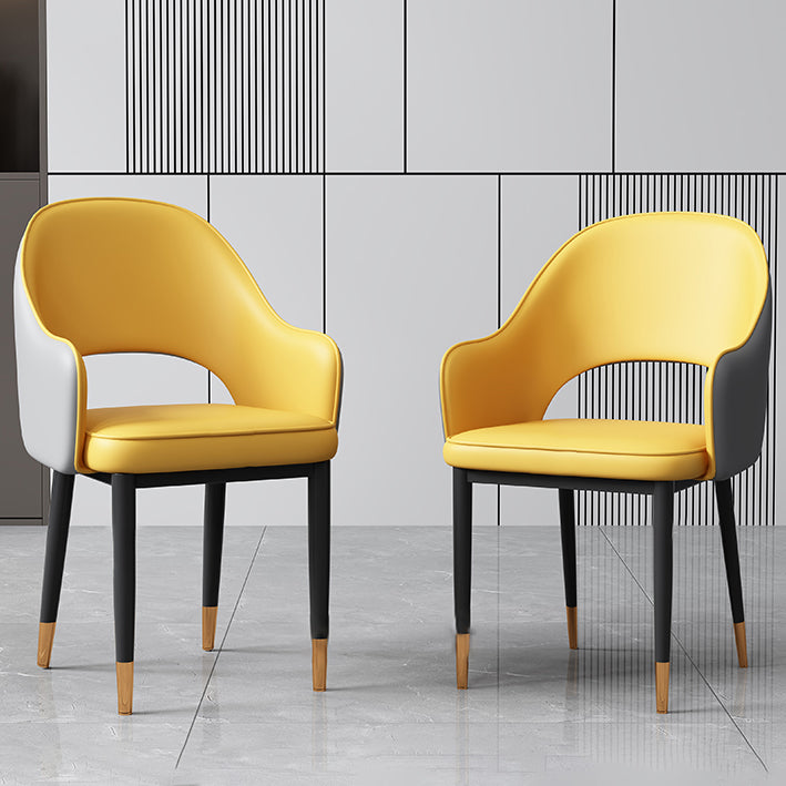 Glam Style Arm Chair Leather Open Back Dining Chair (Set of 2) Clearhalo 'Dining Chairs' 'Dining Tables & Seating' 'dining_chair' 'furn' 'furn_dining_chair' 'Furniture' 'furniture_dining_chair' 'Kitchen & Dining Furniture' 5005253