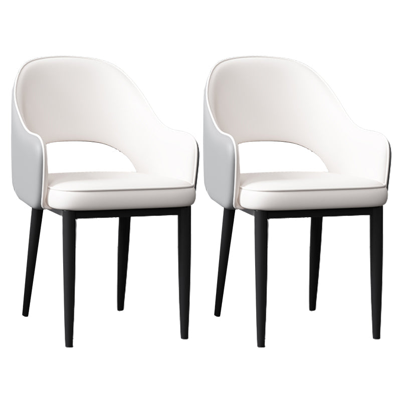 Glam Style Arm Chair Leather Open Back Dining Chair (Set of 2) White-Gray 2 Piece Set Black Clearhalo 'Dining Chairs' 'Dining Tables & Seating' 'dining_chair' 'furn' 'furn_dining_chair' 'Furniture' 'furniture_dining_chair' 'Kitchen & Dining Furniture' 5005255
