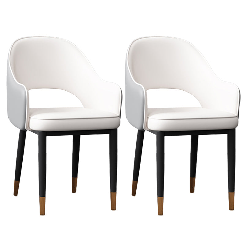 Glam Style Arm Chair Leather Open Back Dining Chair (Set of 2) White-Gray 2 Piece Set Black Gold Clearhalo 'Dining Chairs' 'Dining Tables & Seating' 'dining_chair' 'furn' 'furn_dining_chair' 'Furniture' 'furniture_dining_chair' 'Kitchen & Dining Furniture' 5005256