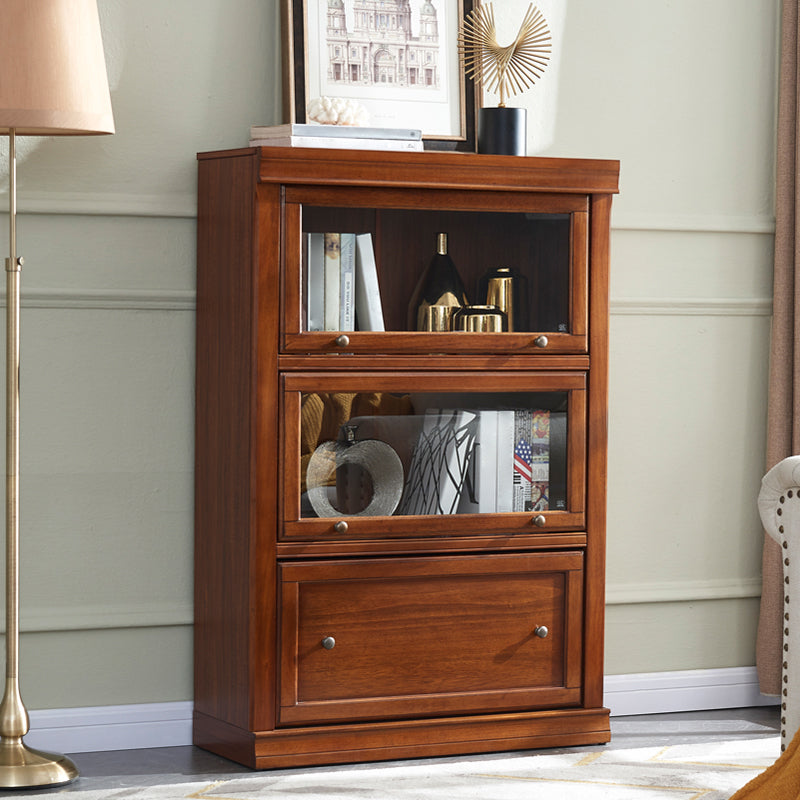 Espresso Shelf Bookcase With Doors Closed Back Shelf for Office 31.5"L x 12.8"W x 47.6"H 1 Clearhalo 'Bookcases' 'furn' 'furn_bookcases' 'Furniture' 'furniture_bookcases' 'Office Furniture' 5006328