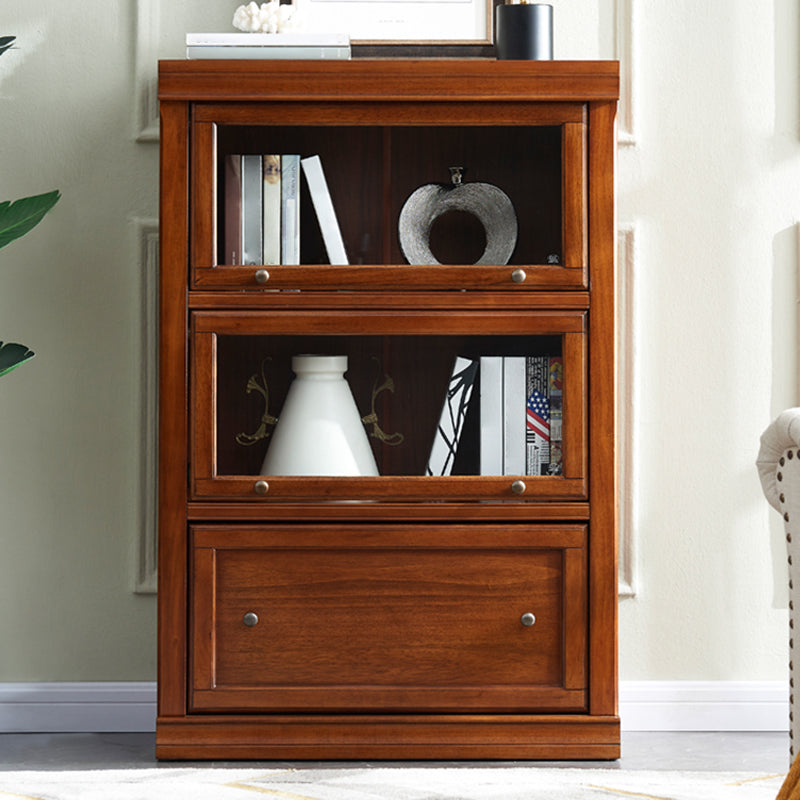 Espresso Shelf Bookcase With Doors Closed Back Shelf for Office Clearhalo 'Bookcases' 'furn' 'furn_bookcases' 'Furniture' 'furniture_bookcases' 'Office Furniture' 5006329