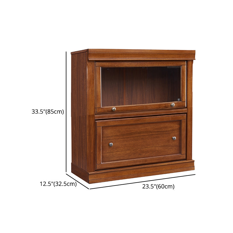 Espresso Shelf Bookcase With Doors Closed Back Shelf for Office Clearhalo 'Bookcases' 'furn' 'furn_bookcases' 'Furniture' 'furniture_bookcases' 'Office Furniture' 5006340