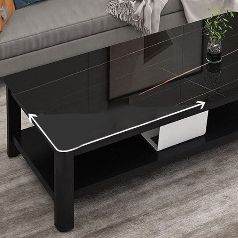 Contemporary Glossy Accent Table Rectangular Coffee Table with Shelf Clearhalo 'Coffee & Accent Tables' 'Coffee Tables' 'coffee_tables' 'furn' 'furn_coffee_tables' 'Furniture' 'furniture_coffee_tables' 'Living Room Furniture' 5006392