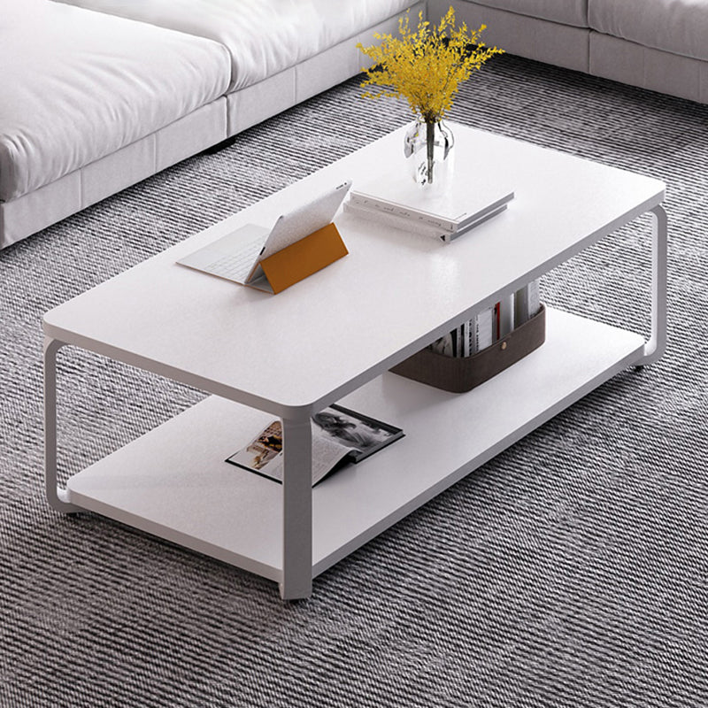 Nordic Rectangular Accent Table 18"H Coffee Table in White/Natural Finish White White Clearhalo 'Coffee & Accent Tables' 'Coffee Tables' 'coffee_tables' 'furn' 'furn_coffee_tables' 'Furniture' 'furniture_coffee_tables' 'Living Room Furniture' 5006400