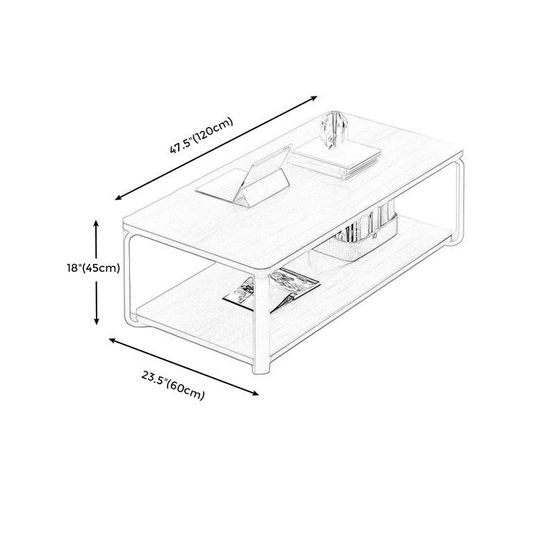 Nordic Rectangular Accent Table 18"H Coffee Table in White/Natural Finish Clearhalo 'Coffee & Accent Tables' 'Coffee Tables' 'coffee_tables' 'furn' 'furn_coffee_tables' 'Furniture' 'furniture_coffee_tables' 'Living Room Furniture' 5006407
