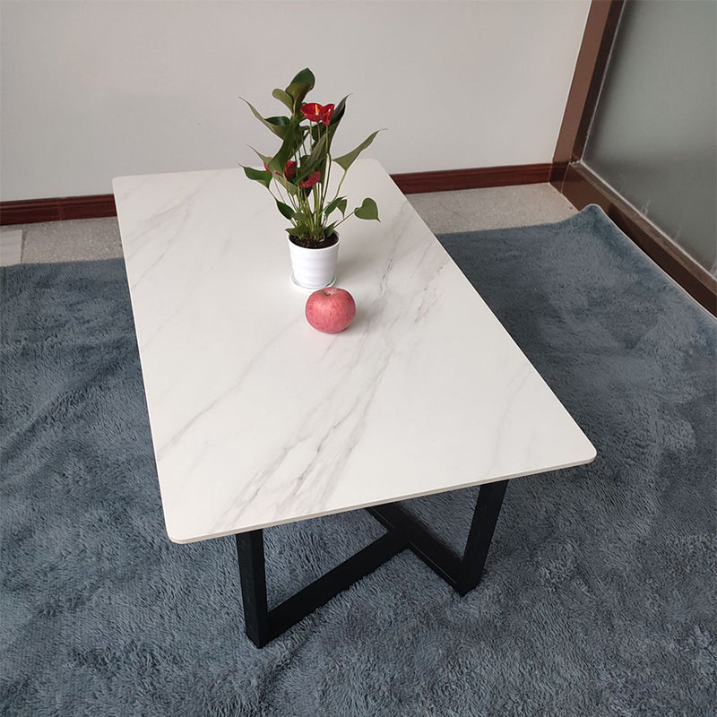 Mid-Century Modern Stone Top Accent Table Rectangular Coffee Table with Metal Frame White Clearhalo 'Coffee & Accent Tables' 'Coffee Tables' 'coffee_tables' 'furn' 'furn_coffee_tables' 'Furniture' 'furniture_coffee_tables' 'Living Room Furniture' 5006417