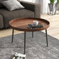 Round Brown/Black Wood Coffee Table 3 Legs Base 2 Nestling Cocktail Table Walnut Clearhalo 'Coffee & Accent Tables' 'Coffee Tables' 'coffee_tables' 'furn' 'furn_coffee_tables' 'Furniture' 'furniture_coffee_tables' 'Living Room Furniture' 5006447
