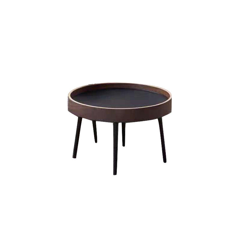 Round Brown/Black Wood Coffee Table 3 Legs Base 2 Nestling Cocktail Table 20"L x 20"W x 16"H Black Clearhalo 'Coffee & Accent Tables' 'Coffee Tables' 'coffee_tables' 'furn' 'furn_coffee_tables' 'Furniture' 'furniture_coffee_tables' 'Living Room Furniture' 5006454