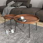 Round Brown/Black Wood Coffee Table 3 Legs Base 2 Nestling Cocktail Table 31.5"L x 31.5"W x 18"H + 16"L x 16"W x 16"H Walnut Clearhalo 'Coffee & Accent Tables' 'Coffee Tables' 'coffee_tables' 'furn' 'furn_coffee_tables' 'Furniture' 'furniture_coffee_tables' 'Living Room Furniture' 5006458