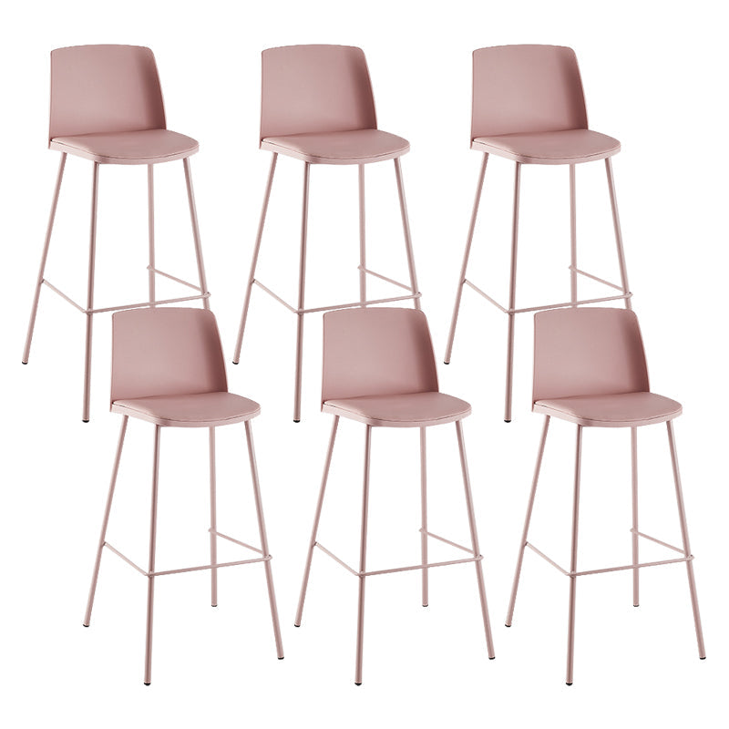 Contemporary Style Bar-stool Metal Counter Bar Stool for Home Pink Set of 6 Clearhalo 'Bar Furniture' 'Bar Stools' 'bar_stools' 'Furniture' 'furniture_bar_stools' 'Kitchen & Dining Furniture' 5006489