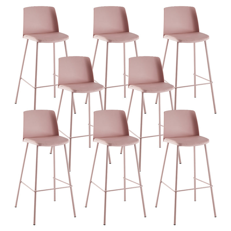 Contemporary Style Bar-stool Metal Counter Bar Stool for Home Pink Set of 8 Clearhalo 'Bar Furniture' 'Bar Stools' 'bar_stools' 'Furniture' 'furniture_bar_stools' 'Kitchen & Dining Furniture' 5006491