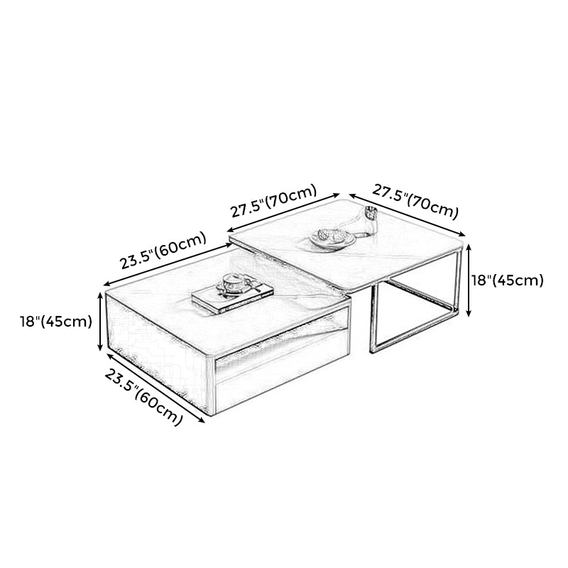 Square Marble Coffee Table Coffee 2 Nesting Coffee Table Set Modern Cocktail Table Clearhalo 'Coffee & Accent Tables' 'Coffee Tables' 'coffee_tables' 'furn' 'furn_coffee_tables' 'Furniture' 'furniture_coffee_tables' 'Living Room Furniture' 5006548