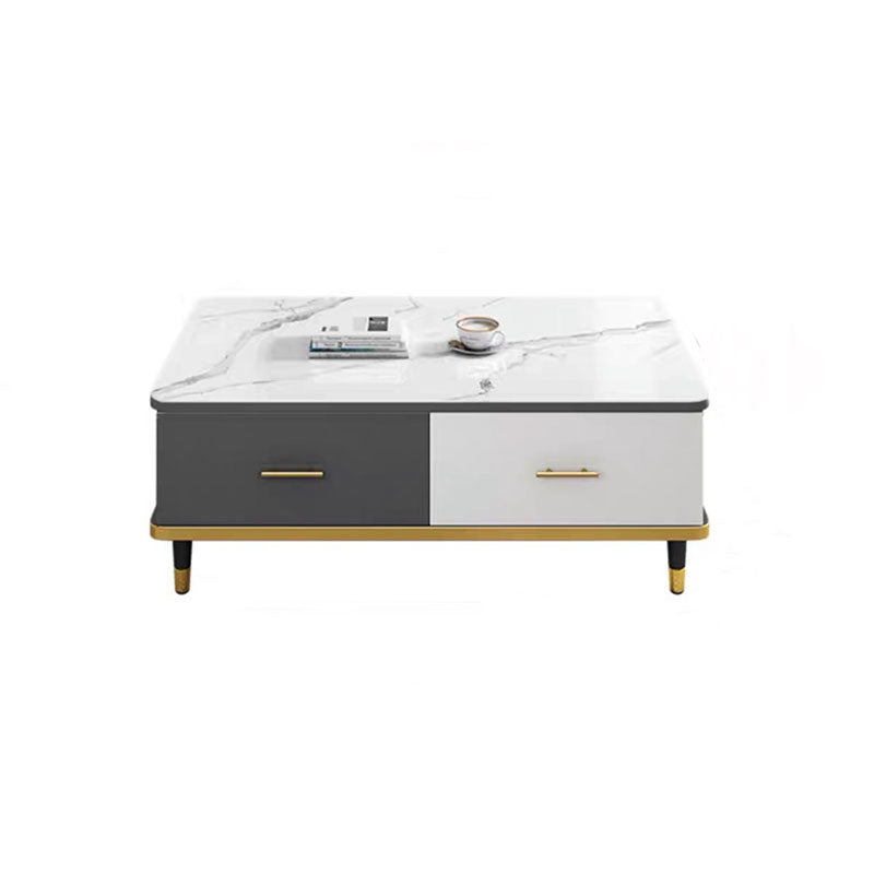 Modern Style Rectangular Design Toughened Glass Top Coffee Table 39"L x 20"W x 17"H White 2 Clearhalo 'Coffee & Accent Tables' 'Coffee Tables' 'coffee_tables' 'furn' 'furn_coffee_tables' 'Furniture' 'furniture_coffee_tables' 'Living Room Furniture' 5006554