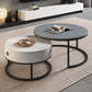 Round Brown Glass Coffee Table with Drawers Frame 2 Nesting Cocktail Table Black White Grey Clearhalo 'Coffee & Accent Tables' 'Coffee Tables' 'coffee_tables' 'furn' 'furn_coffee_tables' 'Furniture' 'furniture_coffee_tables' 'Living Room Furniture' 5006583