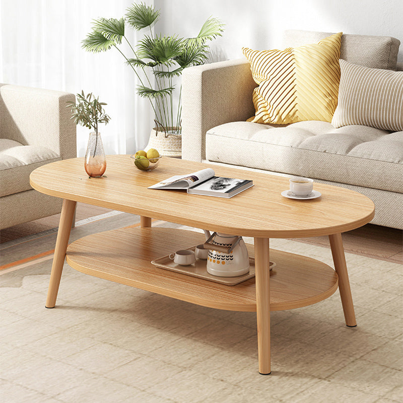 Rectangular Coffee Table with Modern Style Wood in White/wood Color Natural Shelves Included Clearhalo 'Coffee & Accent Tables' 'Coffee Tables' 'coffee_tables' 'furn' 'furn_coffee_tables' 'Furniture' 'furniture_coffee_tables' 'Living Room Furniture' 5006604