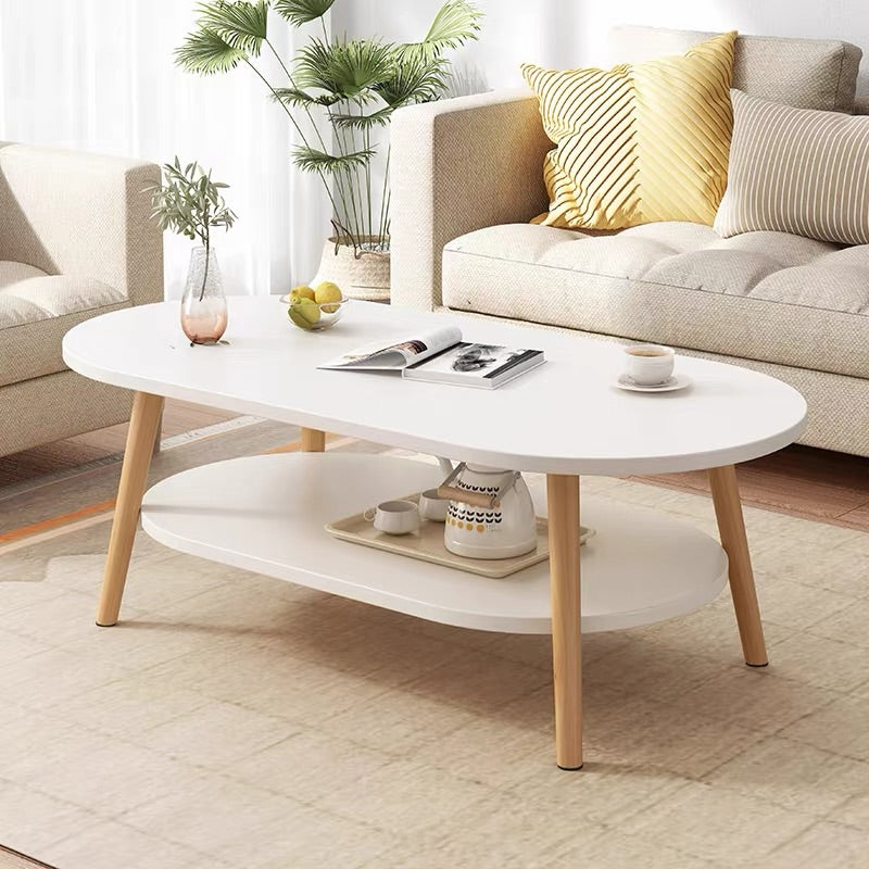 Rectangular Coffee Table with Modern Style Wood in White/wood Color White Shelves Included Clearhalo 'Coffee & Accent Tables' 'Coffee Tables' 'coffee_tables' 'furn' 'furn_coffee_tables' 'Furniture' 'furniture_coffee_tables' 'Living Room Furniture' 5006616