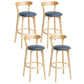 Scandinavian Rubberwood Home Stool Matte Finish Upholstered Bar Stools Royal Blue 4 Piece Set Clearhalo 'Bar Furniture' 'Bar Stools' 'bar_stools' 'furn' 'furn_bar_stools' 'Furniture' 'furniture_bar_stools' 'Kitchen & Dining Furniture' 5006630