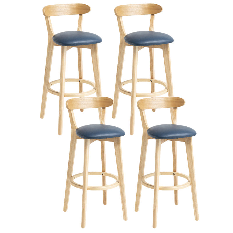 Scandinavian Rubberwood Home Stool Matte Finish Upholstered Bar Stools Royal Blue 4 Piece Set Clearhalo 'Bar Furniture' 'Bar Stools' 'bar_stools' 'furn' 'furn_bar_stools' 'Furniture' 'furniture_bar_stools' 'Kitchen & Dining Furniture' 5006630