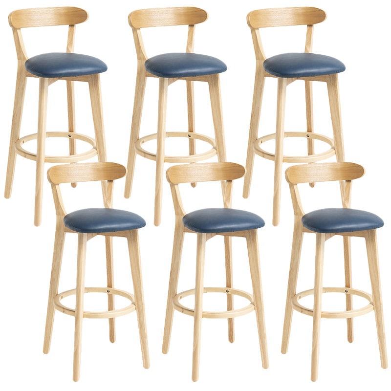 Scandinavian Rubberwood Home Stool Matte Finish Upholstered Bar Stools Royal Blue 6 Piece Set Clearhalo 'Bar Furniture' 'Bar Stools' 'bar_stools' 'furn' 'furn_bar_stools' 'Furniture' 'furniture_bar_stools' 'Kitchen & Dining Furniture' 5006632