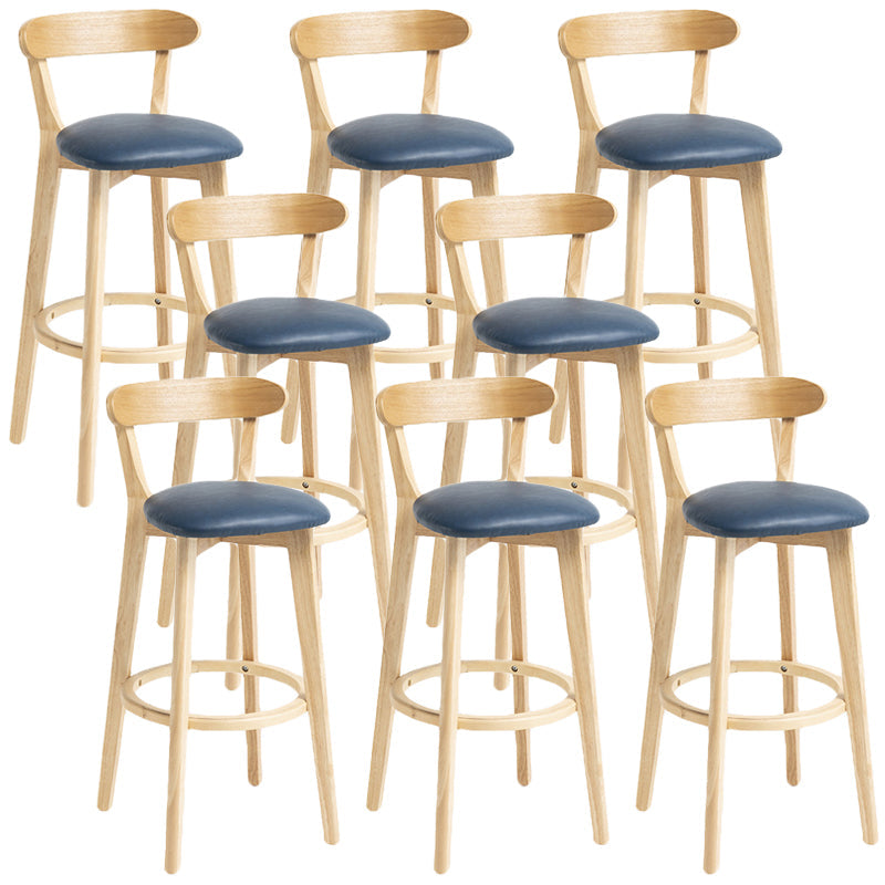 Scandinavian Rubberwood Home Stool Matte Finish Upholstered Bar Stools Royal Blue 8 Piece Set Clearhalo 'Bar Furniture' 'Bar Stools' 'bar_stools' 'furn' 'furn_bar_stools' 'Furniture' 'furniture_bar_stools' 'Kitchen & Dining Furniture' 5006634