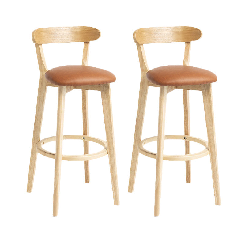 Scandinavian Rubberwood Home Stool Matte Finish Upholstered Bar Stools Light Brown 2 Piece Set Clearhalo 'Bar Furniture' 'Bar Stools' 'bar_stools' 'furn' 'furn_bar_stools' 'Furniture' 'furniture_bar_stools' 'Kitchen & Dining Furniture' 5006636