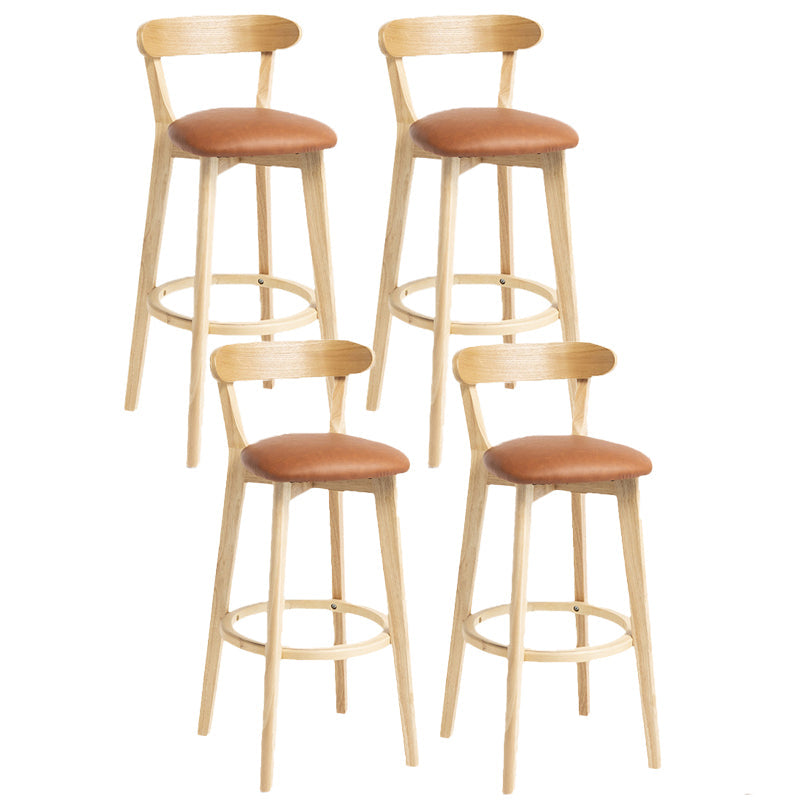 Scandinavian Rubberwood Home Stool Matte Finish Upholstered Bar Stools Light Brown 4 Piece Set Clearhalo 'Bar Furniture' 'Bar Stools' 'bar_stools' 'furn' 'furn_bar_stools' 'Furniture' 'furniture_bar_stools' 'Kitchen & Dining Furniture' 5006638
