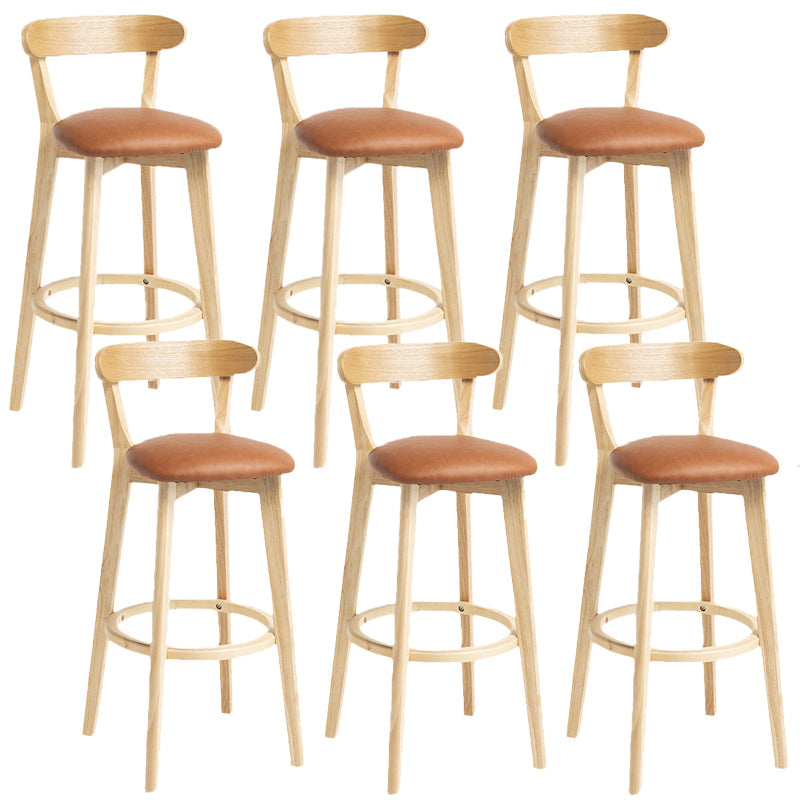 Scandinavian Rubberwood Home Stool Matte Finish Upholstered Bar Stools Light Brown 6 Piece Set Clearhalo 'Bar Furniture' 'Bar Stools' 'bar_stools' 'furn' 'furn_bar_stools' 'Furniture' 'furniture_bar_stools' 'Kitchen & Dining Furniture' 5006640